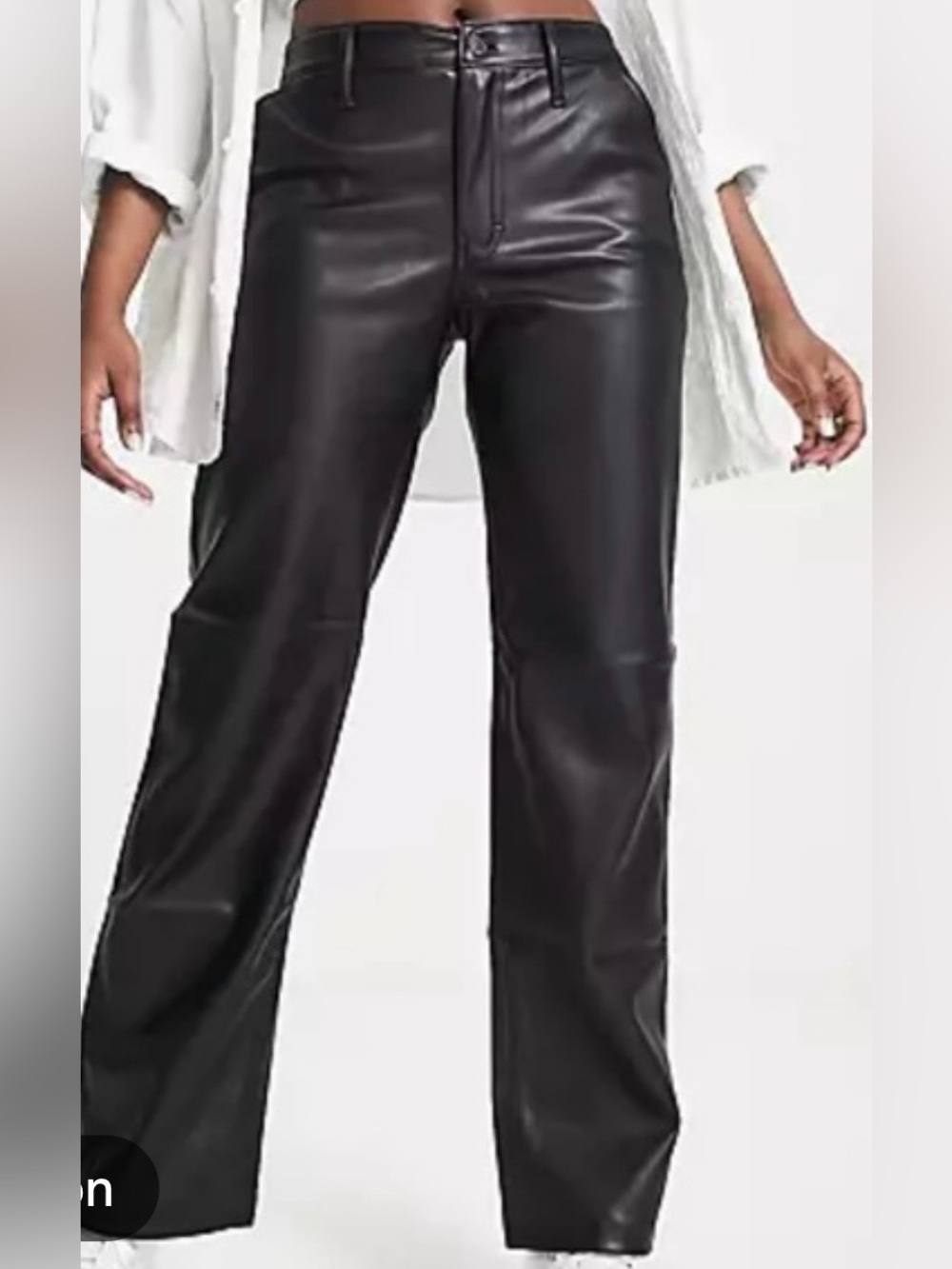 Hollister|Black Straight Faux Leather Black Pants-California high rise•Size 28
